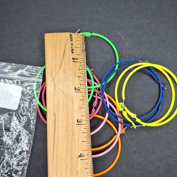 Neon color hoop earrings nightlife wear vibrant colors - Picture 6 of 6